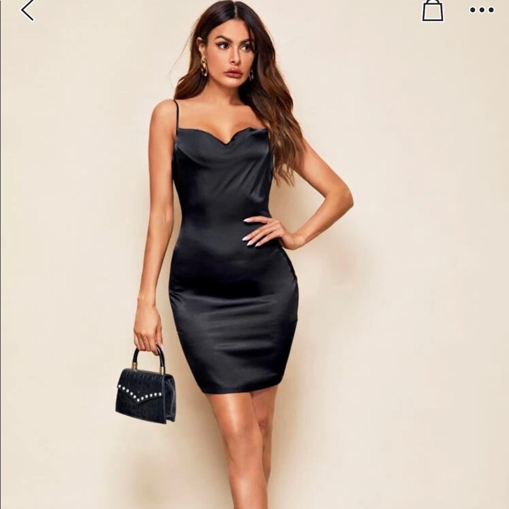 SHEIN Satin Black Dress